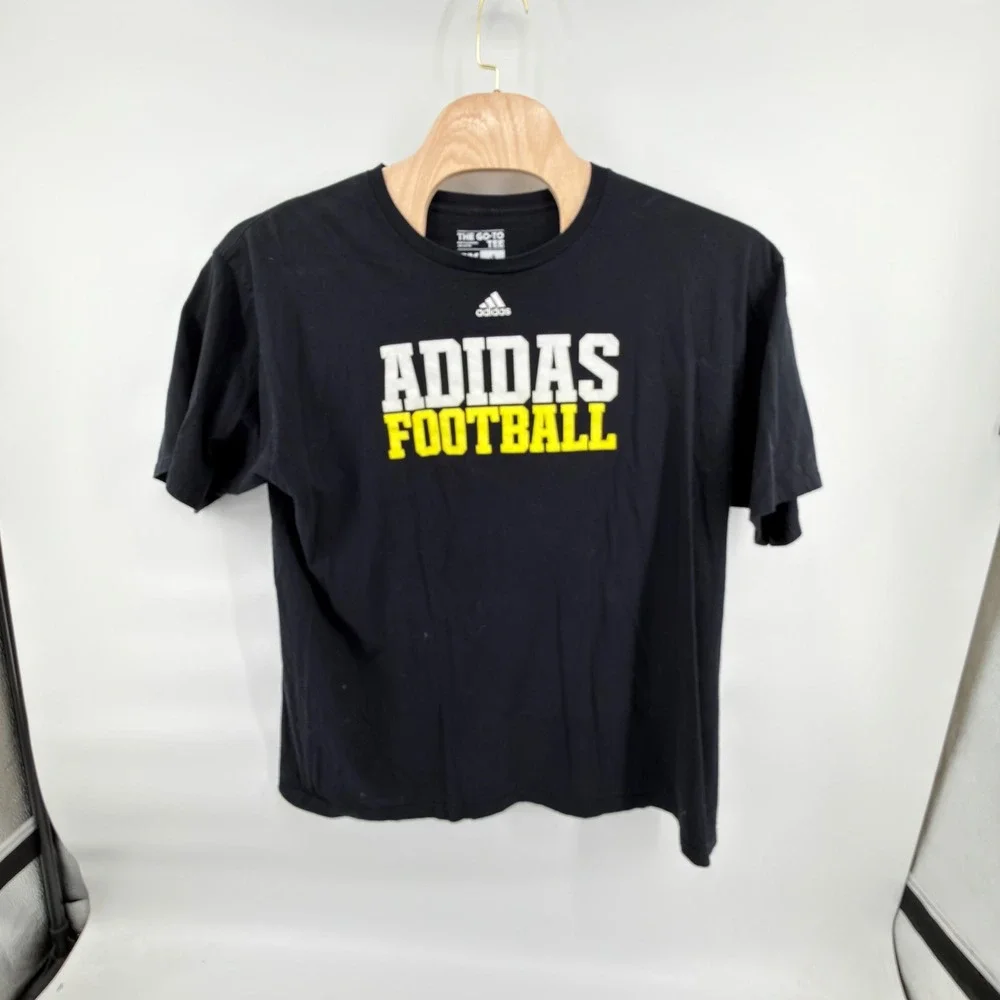 Adidas Football T-Shirt Mens 3X Black Graphic Short Sleeve Go-To Tee Cotton